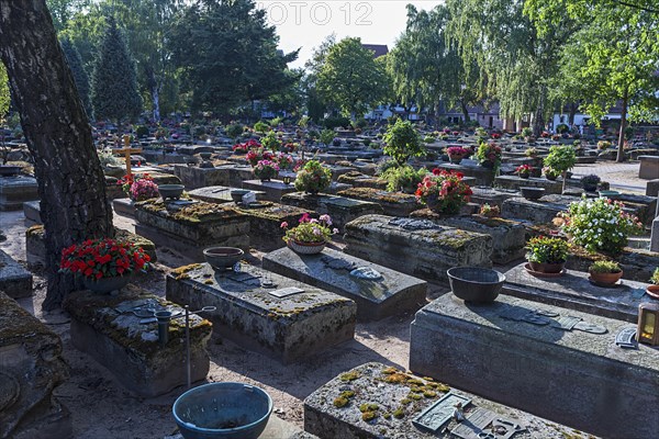 Old cemetery with sandstone graves