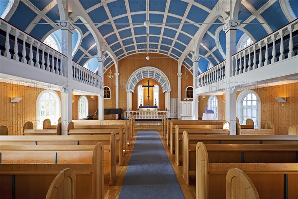 Interior view of the church Seydisfjardarkirkja