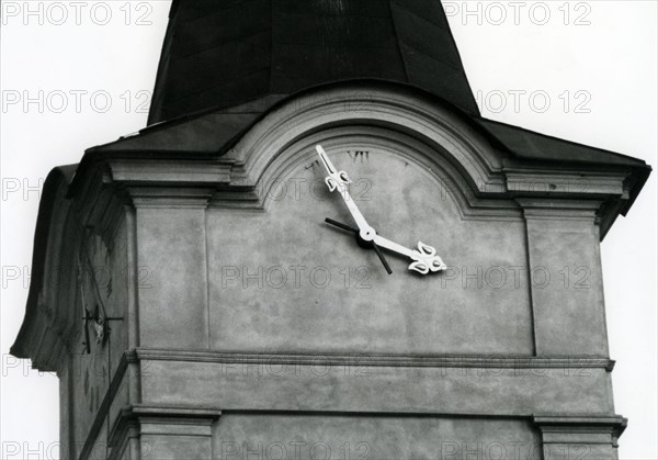 Church tower clock with washed out numerals ca. 1970s