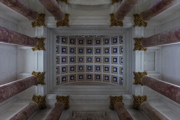 Dome with columns in the altar room of the Catholic parish church St. Elisabeth