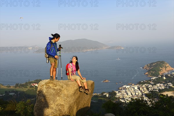 Hikers on rock