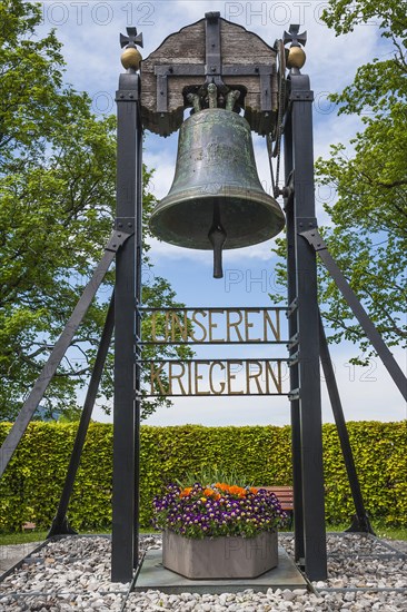 War memorial with bell at the church Maria-Himmelfahrt