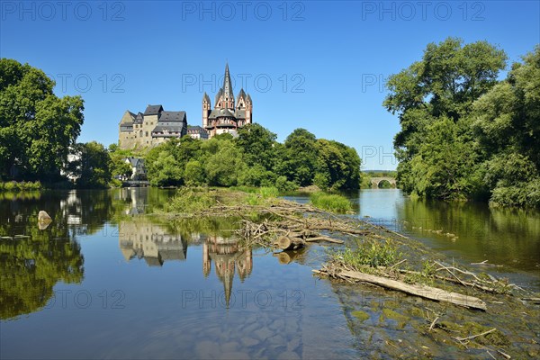 Limburg Cathedral St. Georg or St. George's Cathedral and Limburg Castle over the River Lahn