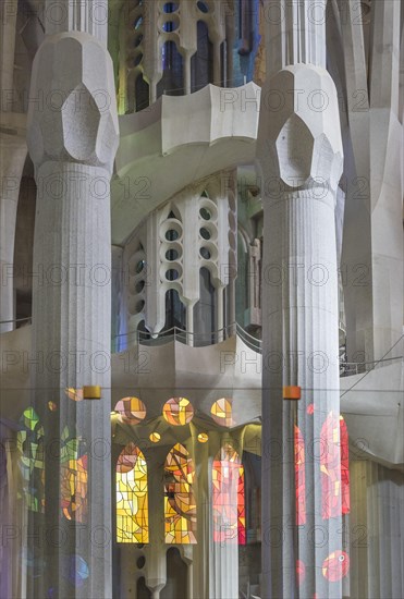 Interior view of the Sagrada Familia by Antoni Gaudi