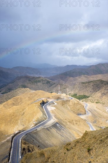 Rainbow over the Tizi N'Tichka pass in the Atlas Mountains