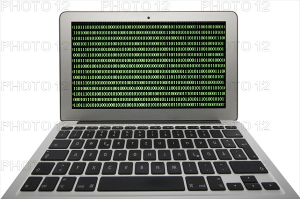 Laptop with binary code