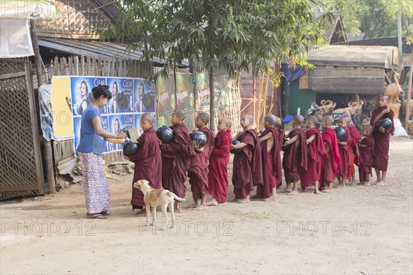 Young monks on their morning traditionell alms rounds