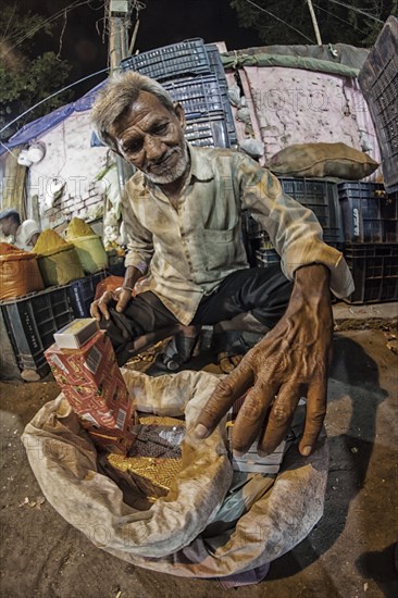 Street vendor for matches at a market