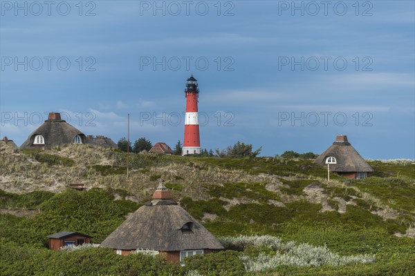 Lighthouse with thatched houses