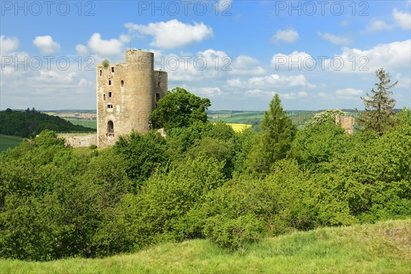 Landscape with ruin of Arnstein Castle