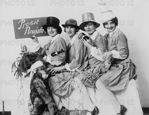 Four women celebrate New Year's Eve