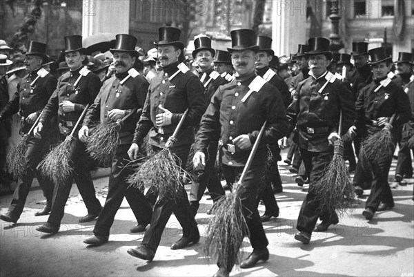 Many chimney sweeps on a parade