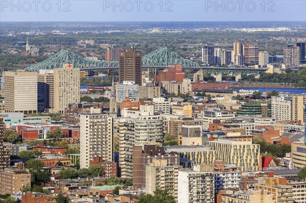 Cityscape with road bridge Pont Jacques-Cartier