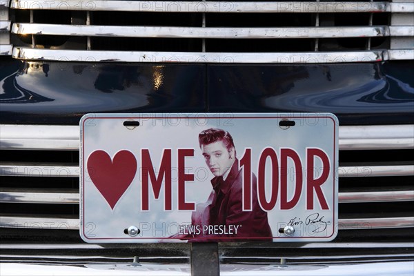 Licence plate with Elvis Presley on a oldtimer