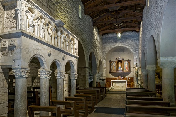 Pulpit and altar in the central nave of the pilgrimage church