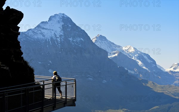 Tourist on the First Cliff Walk by Tissot in front of the Eiger North Face