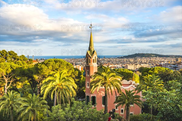 Park Guell with a view of the city