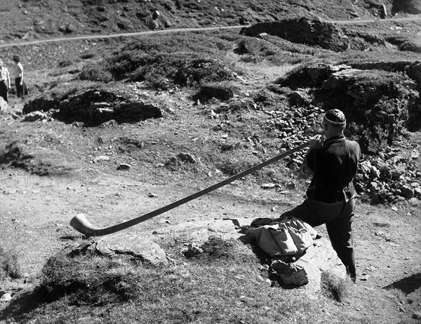 Alphorn player ca. 1950