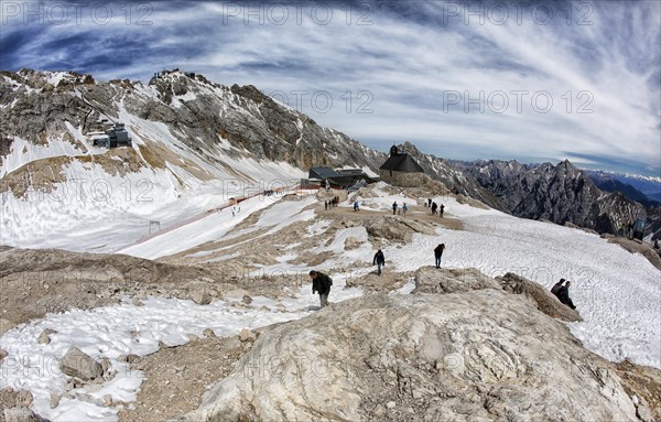 Zugspitzplatt with mountain station and chapel Maria Heimsuchung