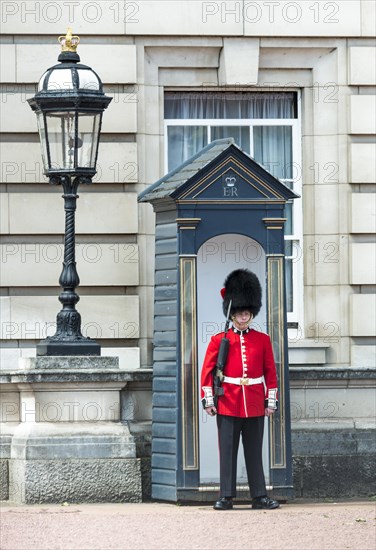 Security guard of the Royal Guard with bearskin cap