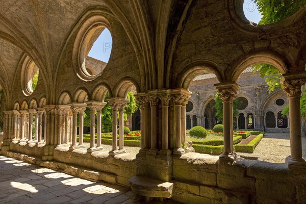 Cloister of Abbaye Sainte-Marie de Fontfroide or Fontfroide Abbey near Narbonne