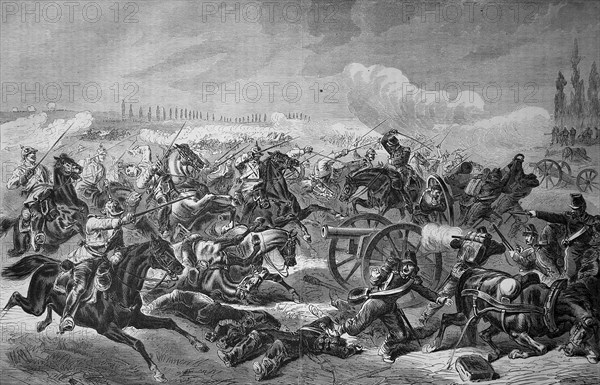 Conquest of a French artillery battery by the 7th Prussian Cuirassier Regiment at Mars-la-Tour on 16 August