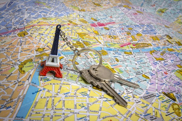 City map of Paris with Keys