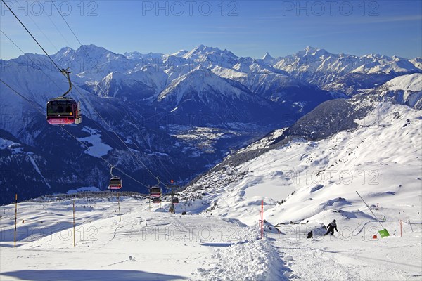 Cable car to the Bettmerhorn with views of the village and the Rhone valley