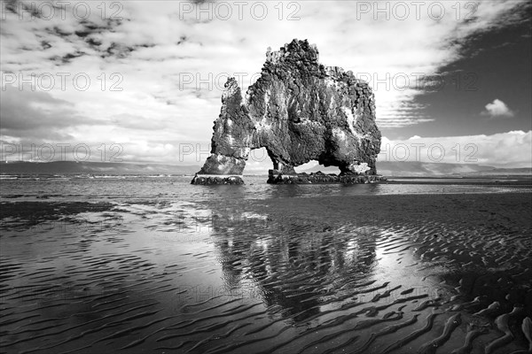 Hvitserkur rock formation at low tide