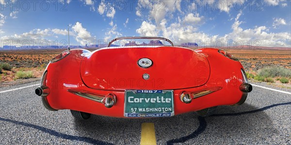 Red vintage Chevrolet Corvette Convertible 1957