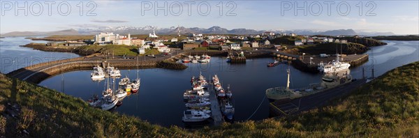 View of the harbour and the village Stykkisholmur