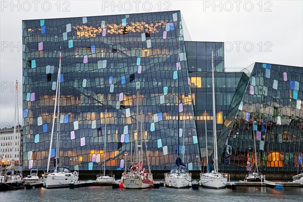 Harpa Concert Hall with marina