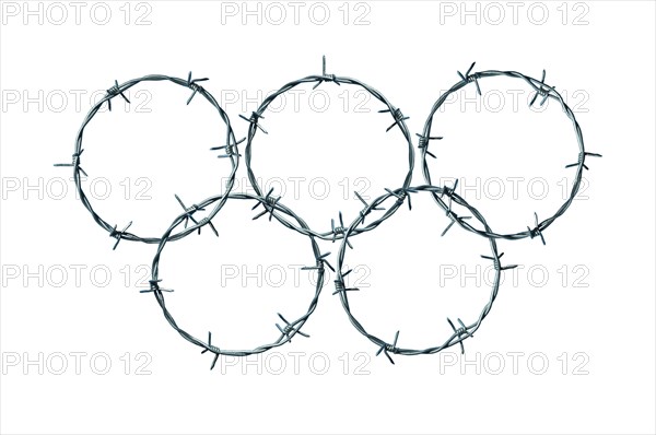 Olympic rings made of barbed wire