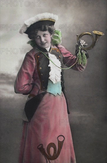 Woman with post horn