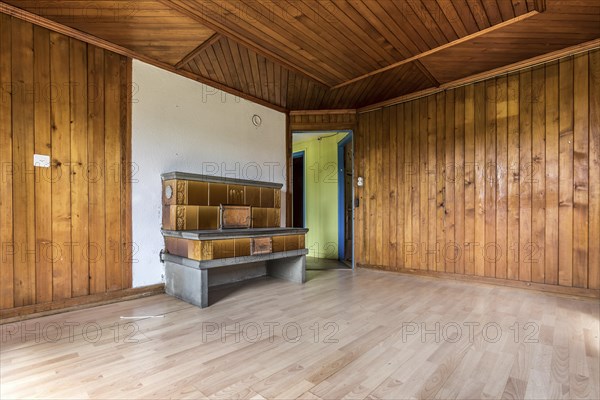 Tiled stove in an empty house