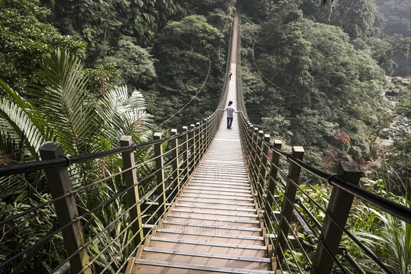 People on suspension bridge