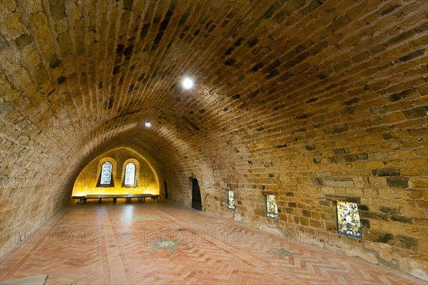 The monk's dormitory of Abbaye Sainte-Marie de Fontfroide or Fontfroide Abbey near Narbonne