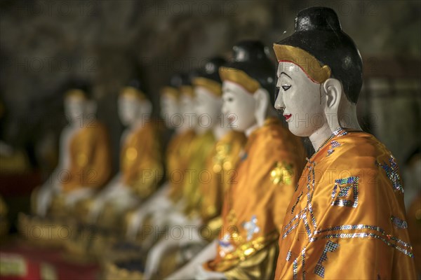 Buddha statues in the Bayin Nyi Cave Temple