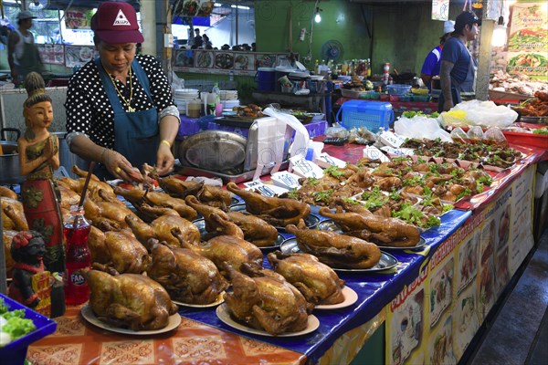 Market stall with typical local food