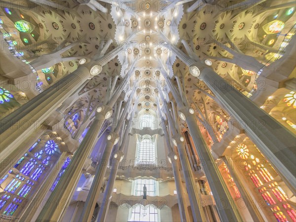 Interior view of the Sagrada Familia by Antoni Gaudi