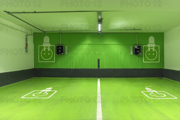 Two electric filling stations in an underground car park