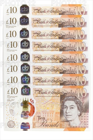 British ten pound banknotes