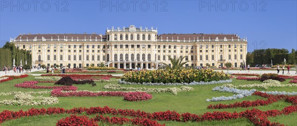 Schonbrunn Palace with flower bed