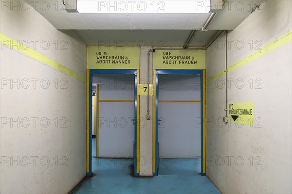 Entrance to the toilets and washrooms in the decommissioned nuclear bunker