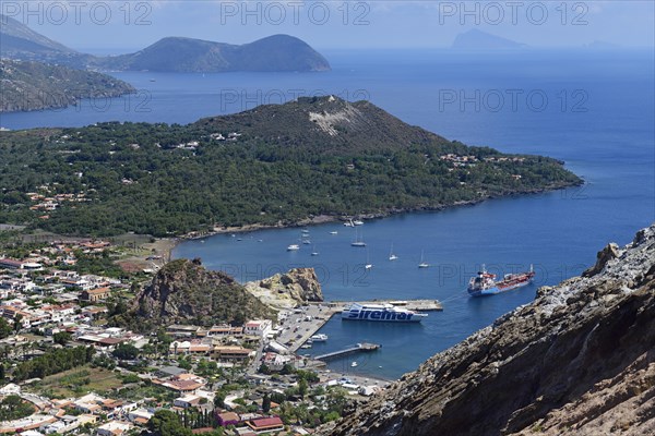 View from the crater rim on Lipari