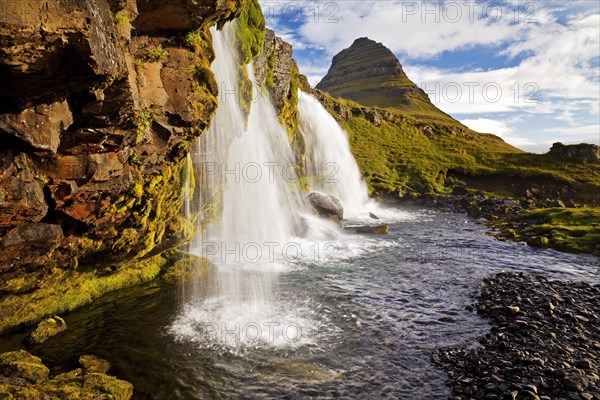 Kirkjufellsfoss Waterfall and Mount Kirkjufell