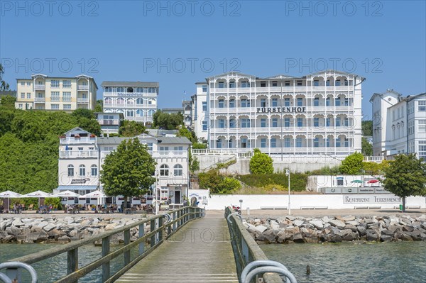 Pier with historical villas and Hotel Furstenhof