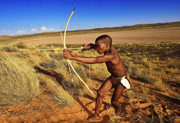 Bushman of the San people hunting