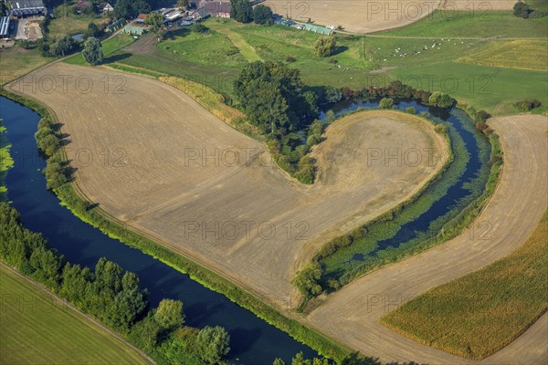 Altarm der Lippe between mown fields