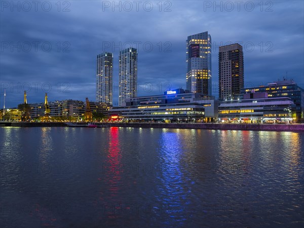 High-rise buildings at the south dock on the river Rio de la Plata